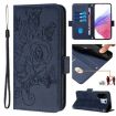 Vivo S30 Pro Mini Dark Blue Embossed Rose RFID Leather Phone Case - 1