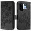Vivo S30 Pro Mini Black Leather Phone Case - Embossed Rose RFID Anti-theft - 2