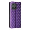 Motorola Edge 5G 2025 Flip Leather Phone Case - Purple Cubic Grid Texture - 3
