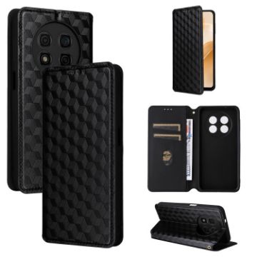 Ulefone Note 15 Flip Leather Phone Case - Black Cubic Grid Texture - 1