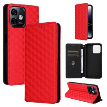 Ulefone Note 16 Pro Red Flip Leather Phone Case with Cubic Grid Texture - 1