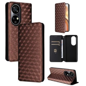 Ulefone Note 17 Pro Brown Flip Leather Phone Case with Cubic Grid Texture - 1