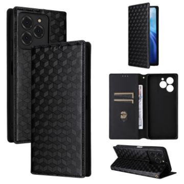 Ulefone Note 20 Pro Black Flip Leather Phone Case with Cubic Grid Texture - 1