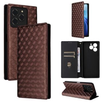 Ulefone Note 20 Pro Brown Flip Leather Phone Case with Cubic Grid Texture - 1