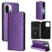 OnePlus 13T Purple Flip Leather Phone Case with Cubic Grid Texture - 1