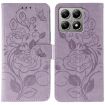 Xiaomi 14T Pro Purple Rose Butterfly Embossed Leather Phone Case - 1