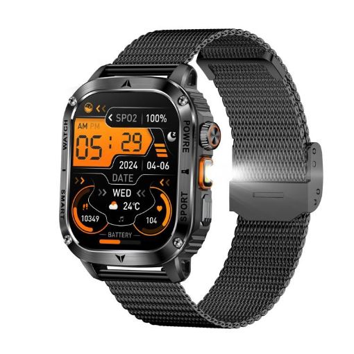 AK80 BT Call Smart Watch - Blood Oxygen/Pressure/Heart Rate Monitor, Black - 1