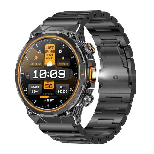 AK81 BT Call Smart Watch, Blood Pressure/Heart Rate Monitor, Black Steel - 1
