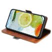 Redmi Note 14S 4G Leather Phone Case, Dark Brown & Gold Contrast - 4