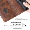 Redmi Note 14S 4G Leather Phone Case, Dark Brown & Gold Contrast - 7