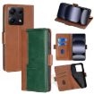 Redmi Note 14S 4G Leather Phone Case - Light Brown & Green Contrast - 1