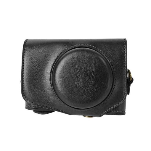 Canon PowerShot SX740 HS Leather Camera Case Bag with Strap (Black) - 1