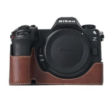 Nikon Z6III Litchi Texture PU Leather Camera Half Case Base - Coffee - 1