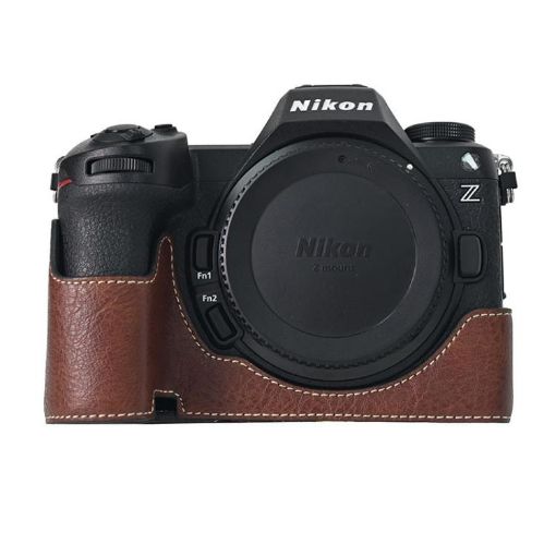 Nikon Z6III Litchi Texture PU Leather Camera Half Case Base - Coffee - 1