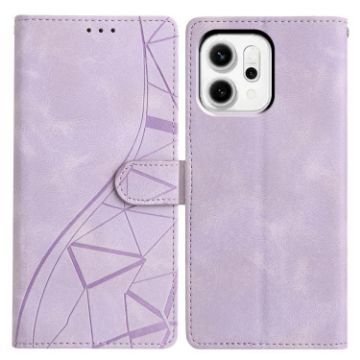 OPPO Reno14 5G Purple Triangles Embossed Leather Phone Case - 1