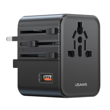 USAMS CC309 25W Dual Type-C & USB-A Travel Charger - Black - 1