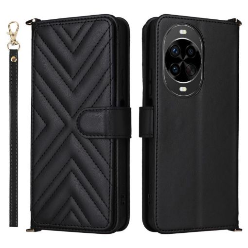 Huawei nova 14 5G Leather Phone Case with 6 Card Slots & Wrist Strap - 1