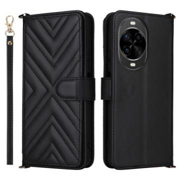 Huawei nova 14 Ultra 5G Leather Phone Case with 6 Card Slots & Strap (Black) - 1