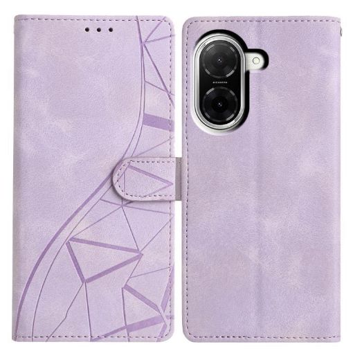 Redmi A5 4G Purple Leather Phone Case - Triangles Embossed 173.3mm - 1