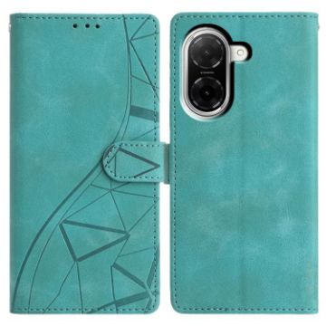 Redmi A5 4G Green Leather Phone Case - Triangles Embossed, 173.3mm - 1