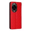 Huawei nova 14 5G Red Flip Leather Phone Case with Cubic Grid Texture - 3