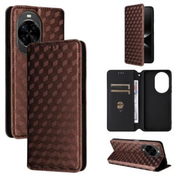 Huawei nova 14 Ultra 5G Brown Flip Leather Phone Case with Grid Texture - 1