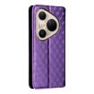 Huawei Pura 80 Ultra 5G Flip Leather Phone Case - Purple Cubic Grid Texture - 3