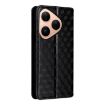 Huawei Pura 80 5G Flip Leather Phone Case Black - Cubic Grid Texture - 3