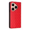 Huawei Pura 80 5G Red Flip Leather Phone Case with Cubic Grid Texture - 3