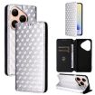 Huawei Pura 80 5G Silver Flip Leather Phone Case with Cubic Grid Texture - 1