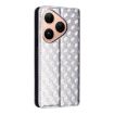 Huawei Pura 80 5G Silver Flip Leather Phone Case with Cubic Grid Texture - 3