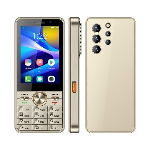 UNIWA XS24 Keypad Phone, 2GB+16GB, 3.5" Android 8.1, 4G, EU Plug, Gold - 1
