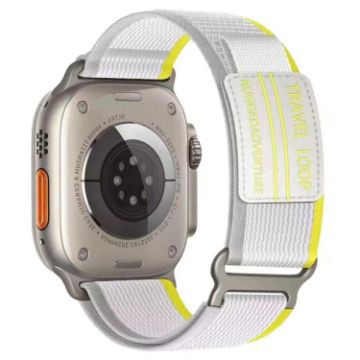 Apple Watch Band 42/41/40/38mm Nylon Braided Yellow Grey Metal Buckle - 1