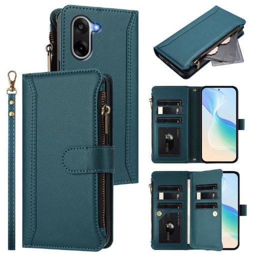 OnePlus Ace 5 Racing Case: Magnetic Closure, 9 Card Slots, Dark Green - 1