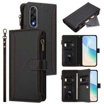 OnePlus Ace 5 Ultra Leather Case - Magnetic Closure, 9 Card Slots, Black - 1
