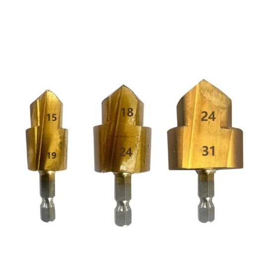 Hex Shank PPR Step Drill Bits Set 3pcs - 20/25/32 Leak Repair Tools - 1