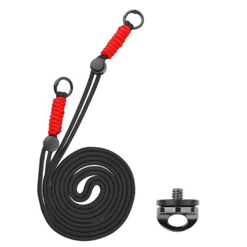 BRDRC Camera Strap Crossbody Lanyard 1/4" Screw Anti-loss (Black Red) - 1