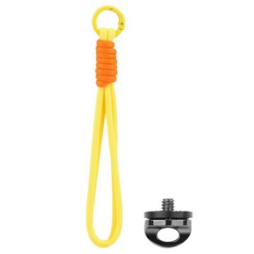 BRDRC Sports Camera Lanyard - Yellow Rope, Orange Knot, 1/4" Screw - 1