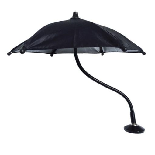 Mini Sun Protection Umbrella Parasol, Magnetic Phone Holder, 9.4" Black - 1