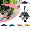 Mini Sun Protection Umbrella Parasol, Magnetic Phone Holder, 9.4" Black - 2