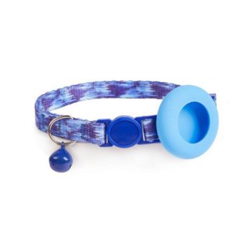 Airtag Tracker Cat Collar Case with Bell - Blue Gradient GPS Protector - 1