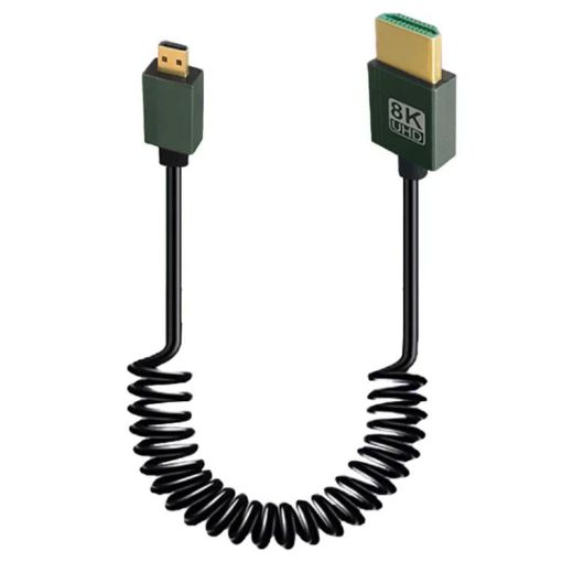 8K 60Hz HDMI 2.1 Spring Cable 0.5m Micro HDMI to HDMI Straight - 1