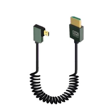 8K 60Hz HDMI 2.1 Spring Cable 0.5m Micro HDMI Right Bend - 1