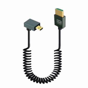 8K 60Hz HDMI 2.1 Spring Cable 0.5m Micro HDMI Positive Bend - 1