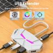 USB 2.0 Hub Splitter with Colorful Light, Type-C Dock, 1.2m (White) - 5