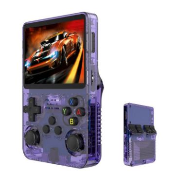 R36S Retro Handheld Game Console 64G Linux 3.5" Screen Clear Purple - 1