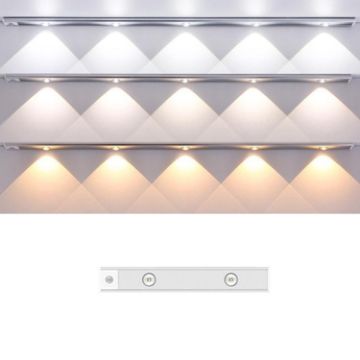 Rechargeable 20cm Motion Sensor Light Bar with Remote - Silver Cabinet Lamp - 1