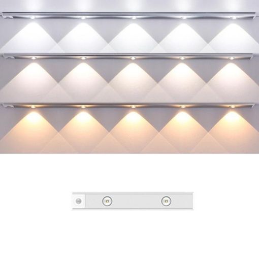 Rechargeable 20cm Motion Sensor Light Bar with Remote - Silver Cabinet Lamp - 1