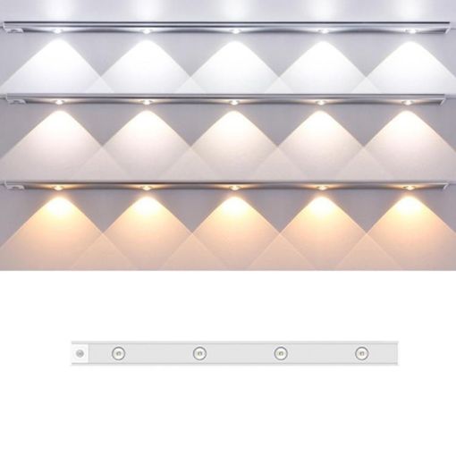 Rechargeable 60cm Motion Sensor Light Bar with Remote - Silver Cabinet Lamp - 1