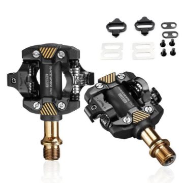 RACEWORK M8100 Mountain Bike SPD Pedal, Ultra-light DU Bearing, Black Gold - 1